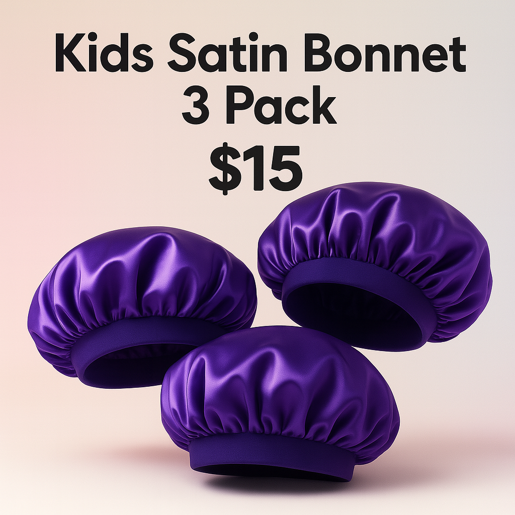 Pack of 3 Kids Satin Bonnet Sleeping Cap for- Toddlers - Soft Silk Night Hat for Baby