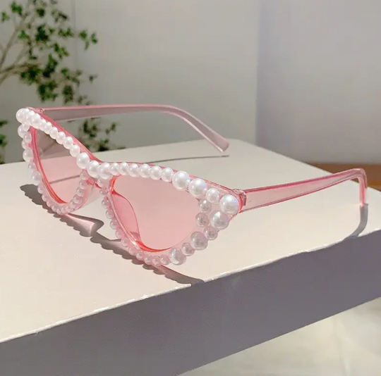 Women's Cat-Eye Studded Fashion Glasses - Small Frame Chic Shades for Party & Casual Wear, Includes Case, Luxury Eyewear Accessory