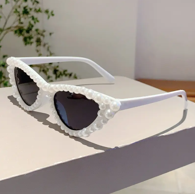 Women's Cat-Eye Studded Fashion Glasses - Small Frame Chic Shades for Party & Casual Wear, Includes Case, Luxury Eyewear Accessory