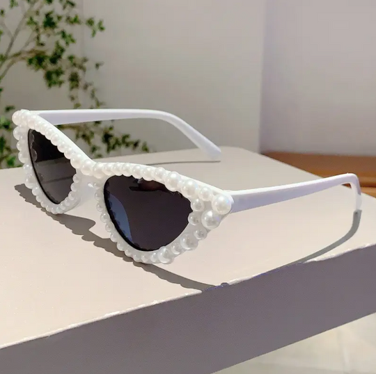 Women's Cat-Eye Studded Fashion Glasses - Small Frame Chic Shades for Party & Casual Wear, Includes Case, Luxury Eyewear Accessory