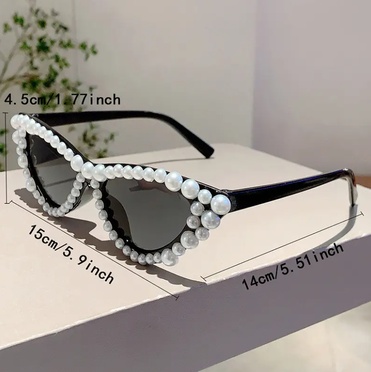 Women's Cat-Eye Studded Fashion Glasses - Small Frame Chic Shades for Party & Casual Wear, Includes Case, Luxury Eyewear Accessory