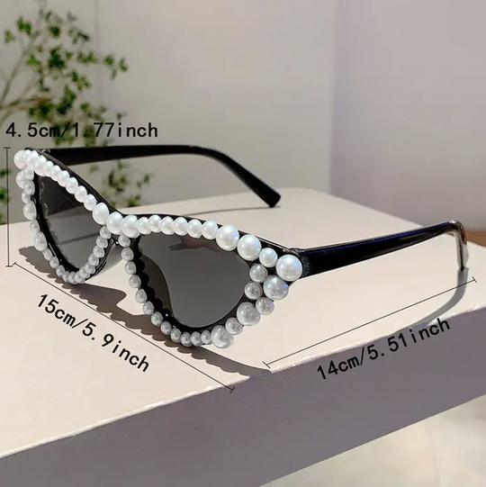 Women's Cat-Eye Studded Fashion Glasses - Small Frame Chic Shades for Party & Casual Wear, Includes Case, Luxury Eyewear Accessory