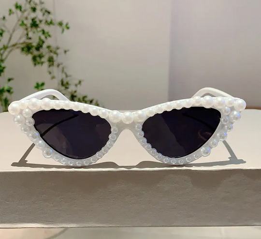 Women's Cat-Eye Studded Fashion Glasses - Small Frame Chic Shades for Party & Casual Wear, Includes Case, Luxury Eyewear Accessory