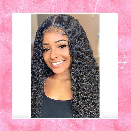 4x4 DEEP CURLY-WIG- 180D Deep Wave Curly Lace Front Human Hair Bob Wigs Side Part Lace Wig Pre Plucked - Hair Addiction Collection