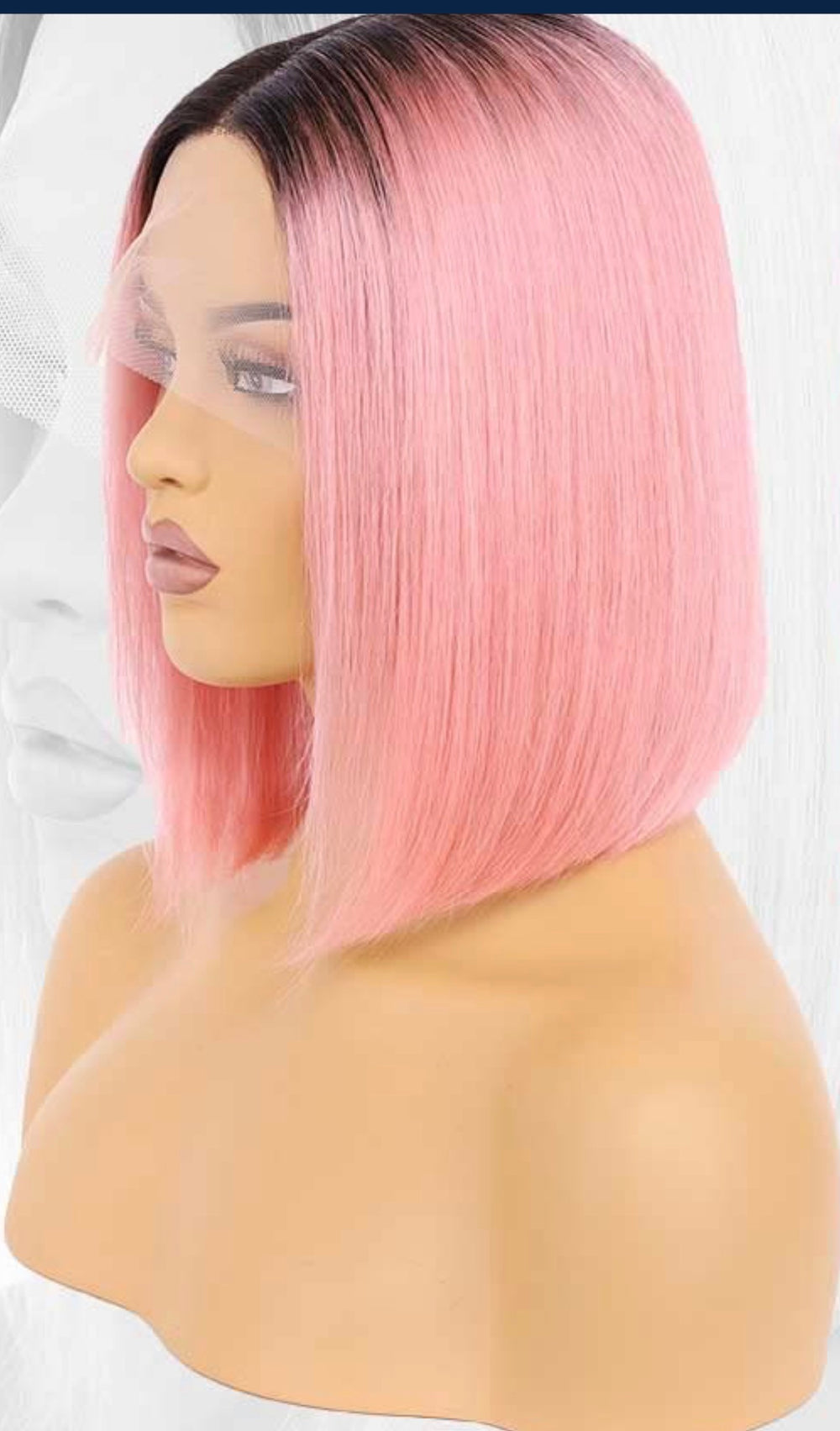 Rose Pink HD LACE FRONTAL BOB wigs. Human hair 180 density