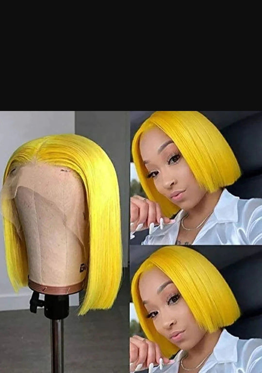 Yellow HD LACE FRONTAL BOB wigs