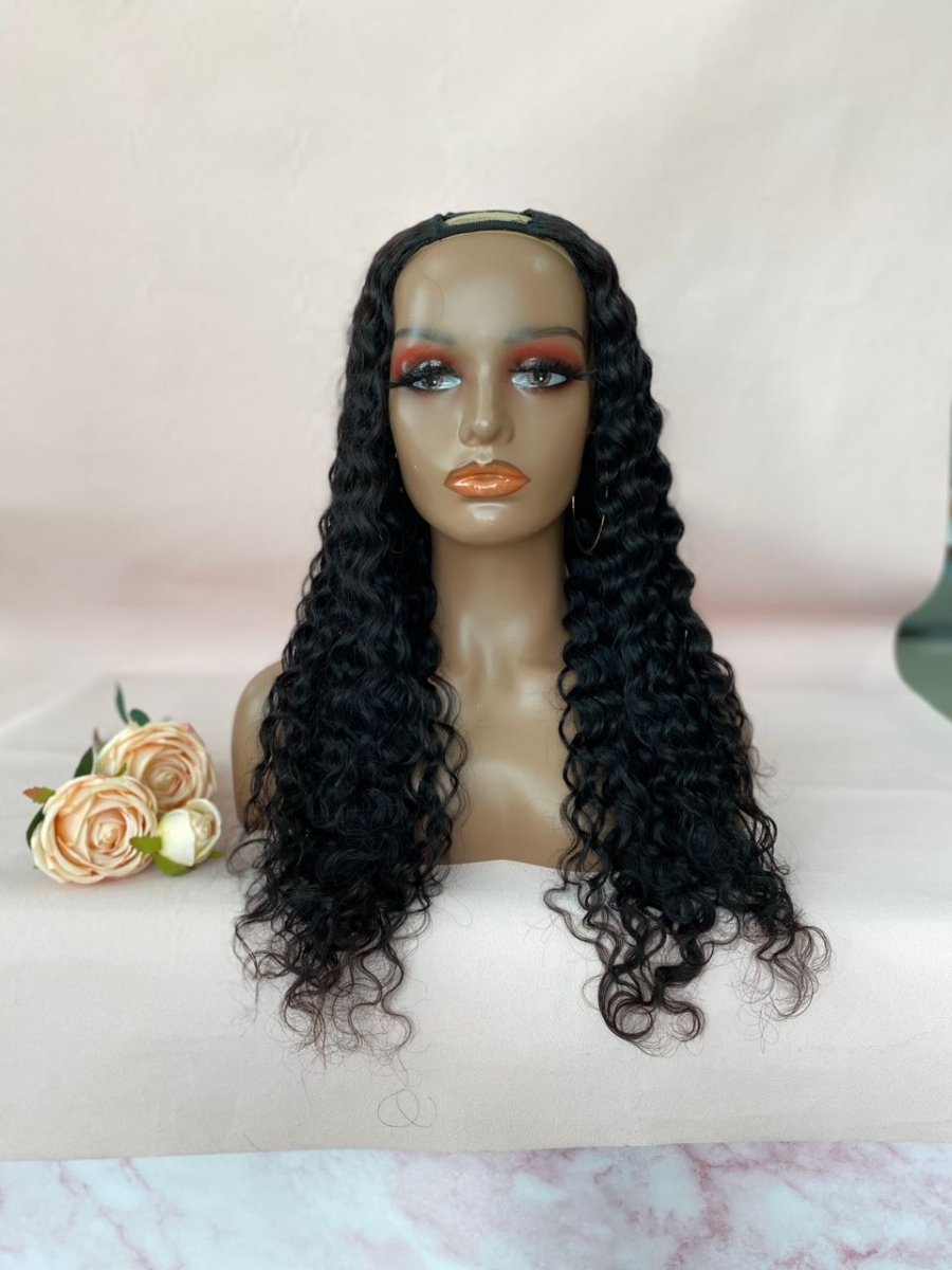 Deepwave Natural-Look U-Part Wig - 2x4" Open U-Shape, 100% Human Hair, with Secure 4 Combs and Adjustable Strap - Hair Addiction Collection