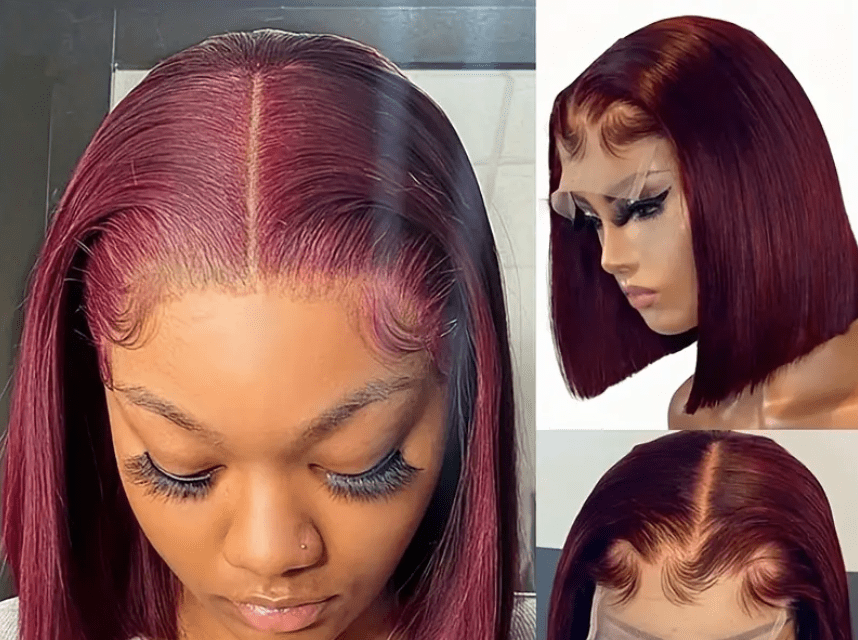 HD LACE FRONTAL BOB color: 99j wig.Human hair 180 density - Hair Addiction Collection