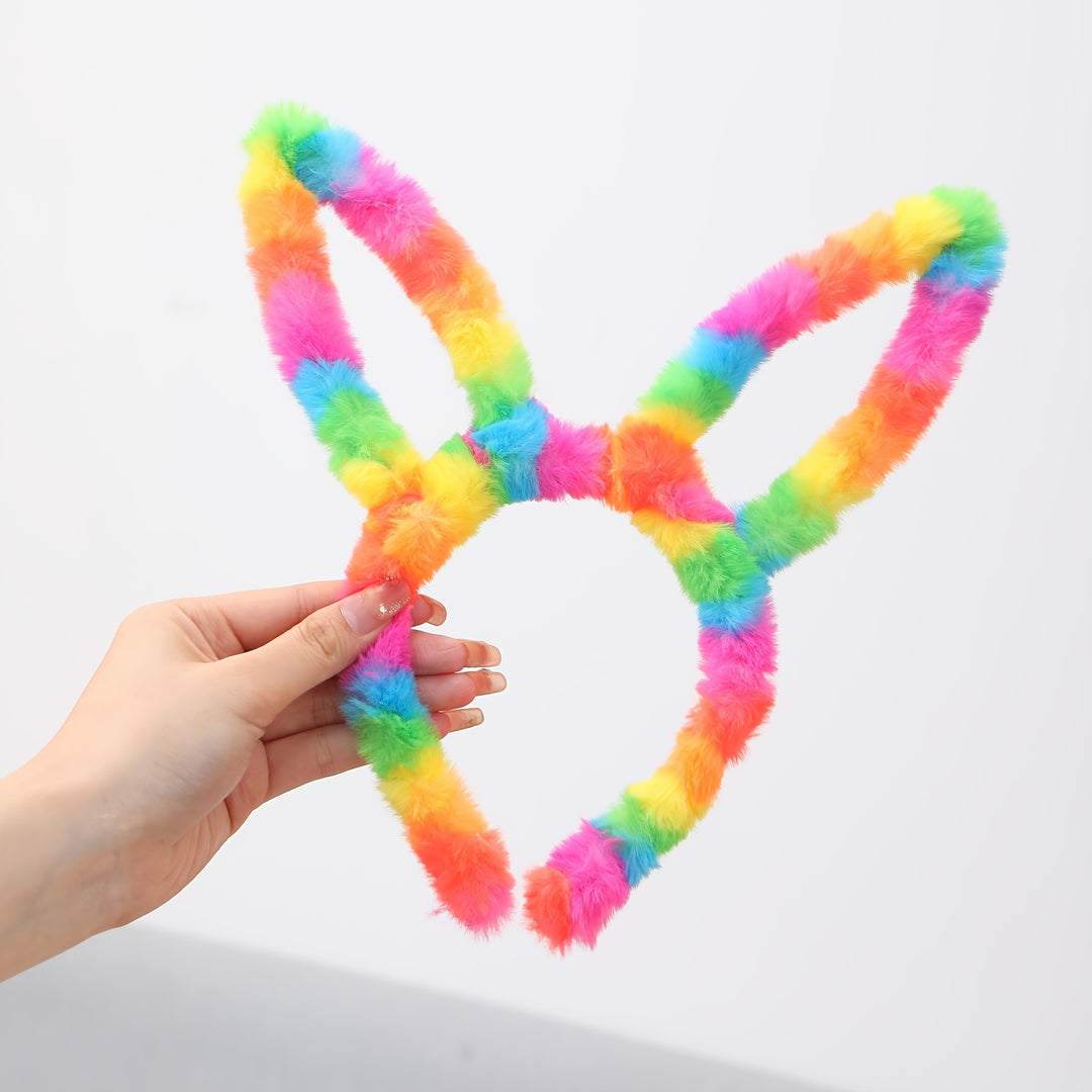 colorful polyester bunny ears headband - comfortable party accessory