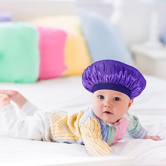 Kids Satin Bonnet Sleeping Cap - Soft Silk Night Hat for Baby, Toddler - Colorful, Gentle for Natural Hair