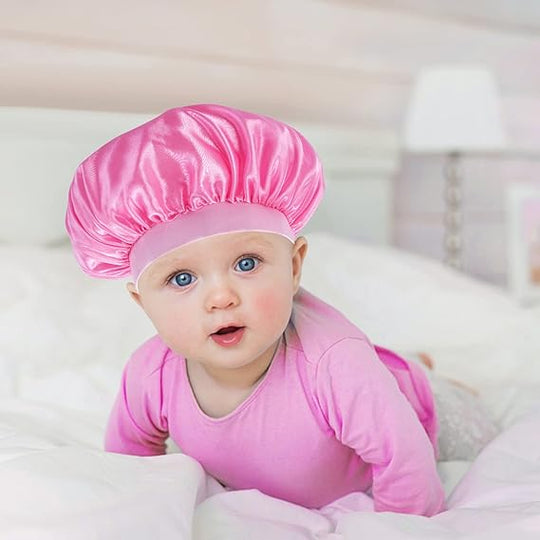 Kids Satin Bonnet Sleeping Cap - Soft Silk Night Hat for Baby, Toddler - Colorful, Gentle for Natural Hair