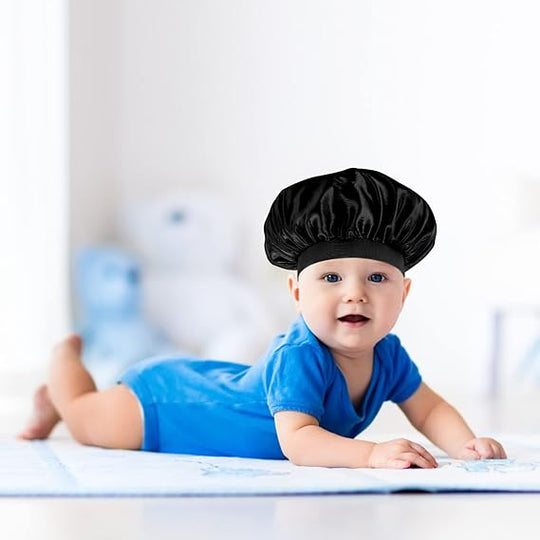 Kids Satin Bonnet Sleeping Cap - Soft Silk Night Hat for Baby, Toddler - Colorful, Gentle for Natural Hair