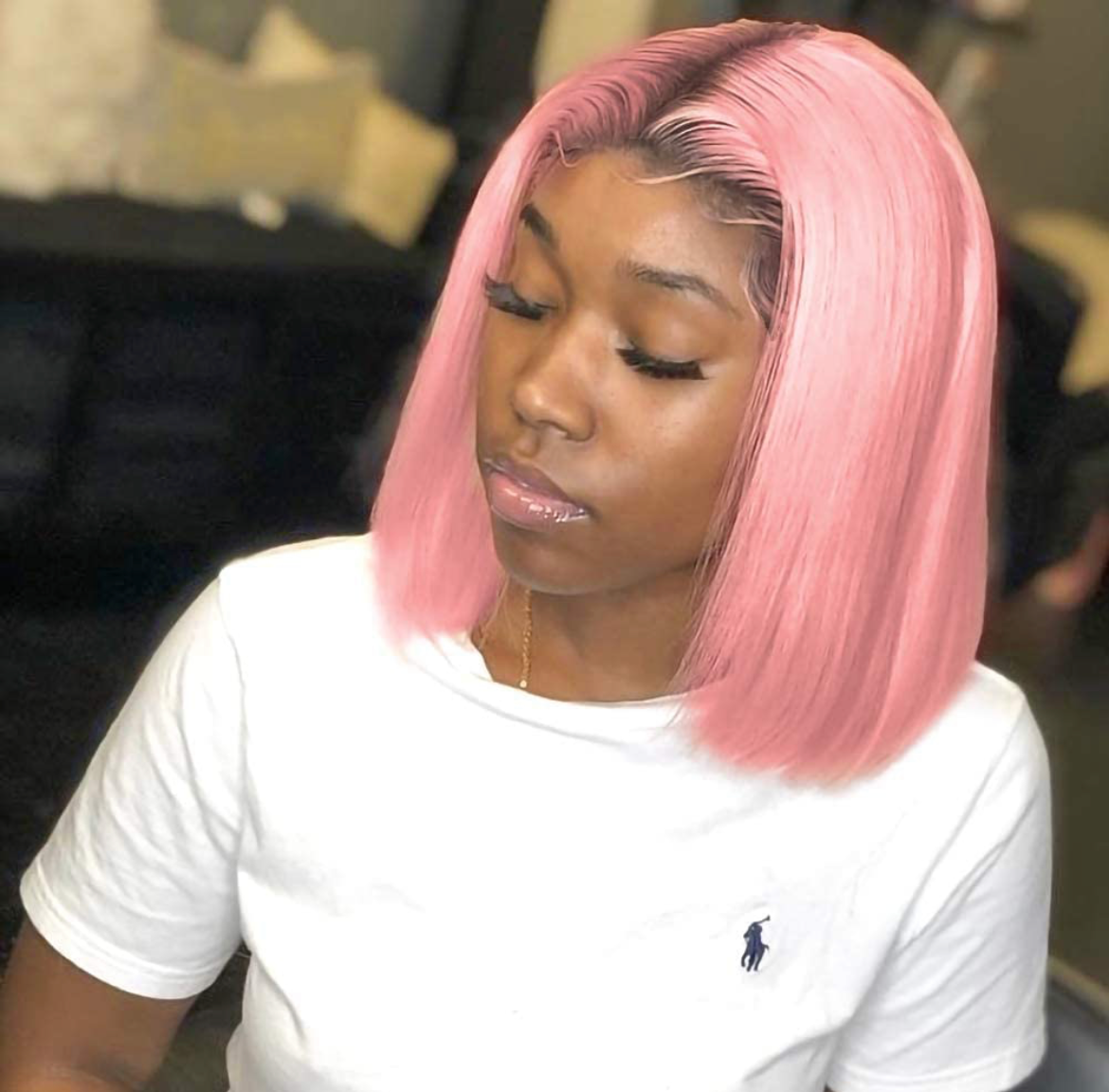 Rose Pink HD LACE FRONTAL BOB wigs