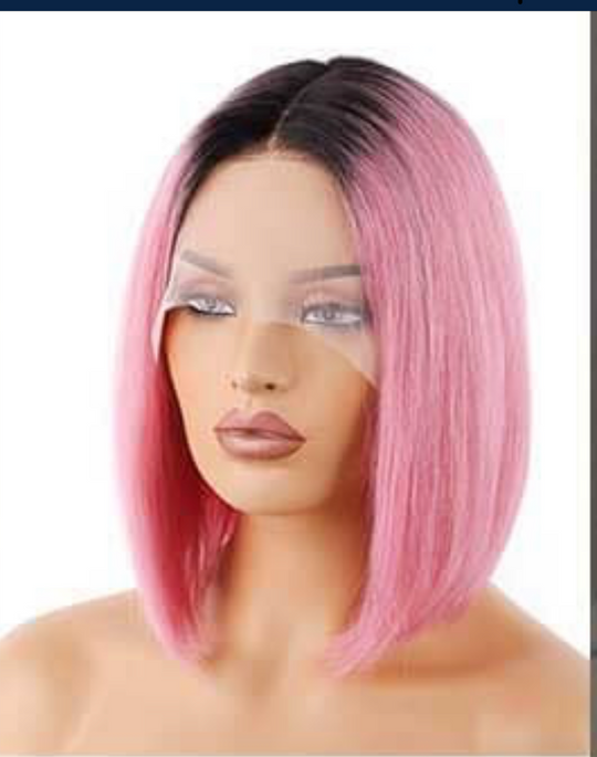 Ombré pink 14-inch HD LACE FRONTAL BOB wigs