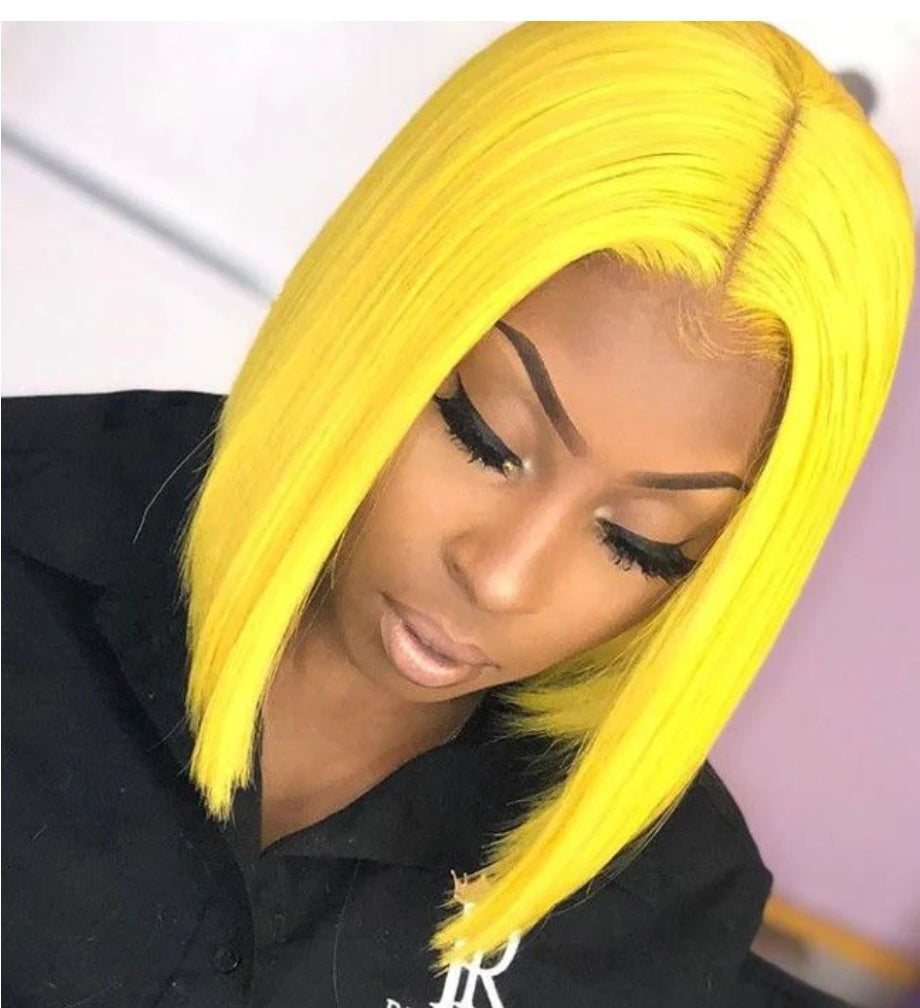 Yellow HD LACE FRONTAL BOB wigs